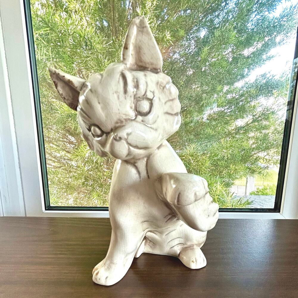 Vintage Freeman McFarlin Cat Figurine – 9” Ceramic Kitten Sculpture, El Monte CA